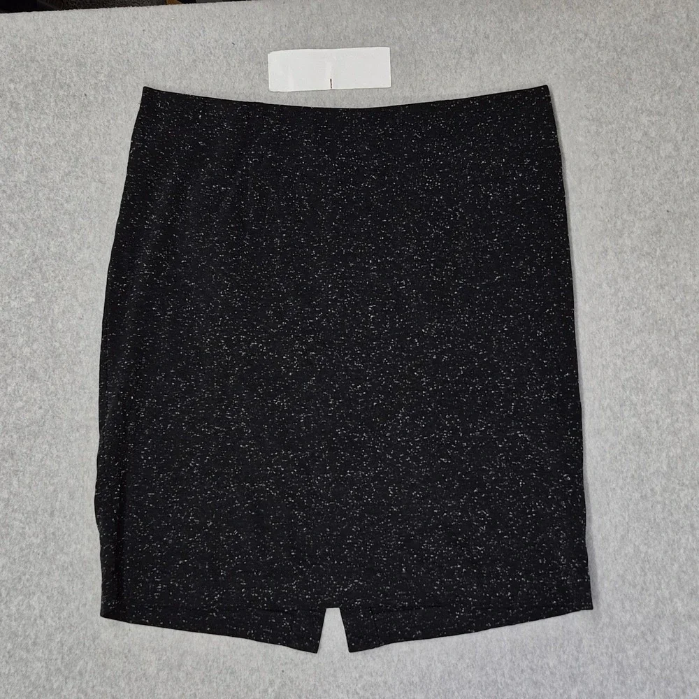 J. Jill Women Skirt 2X Black Nylon Polyester Space Dot Ponte Slit